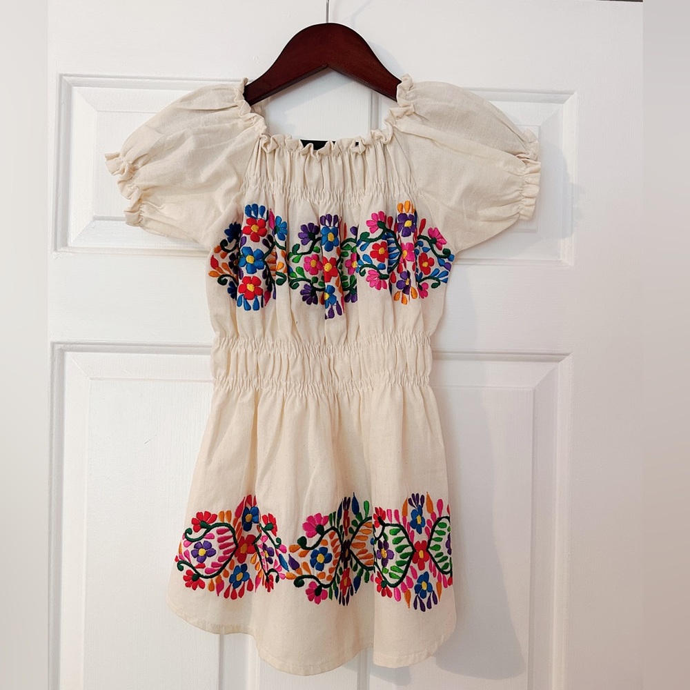 Off The Shoulder Handmade Floral Mexican Blouse.